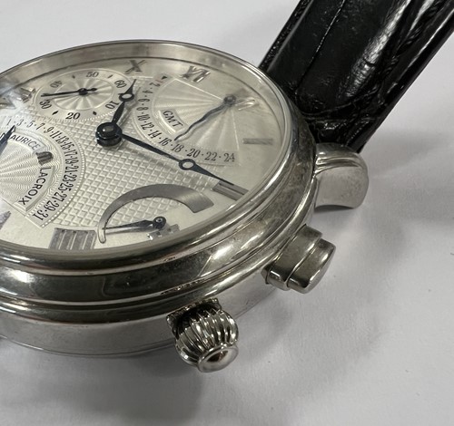 Lot 402 - Maurice Lacroix - A steel 'Masterpiece Double Retrograde GMT' wristwatch