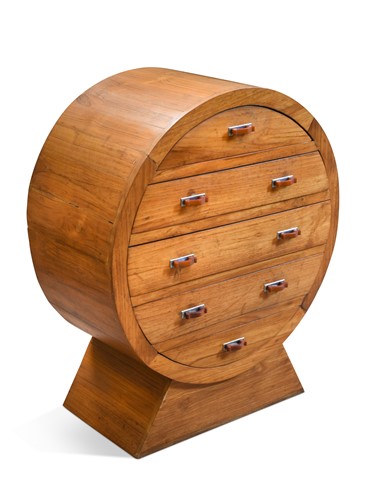 Lot 262 - An Art Deco style cylindrical chest of drawers, modern