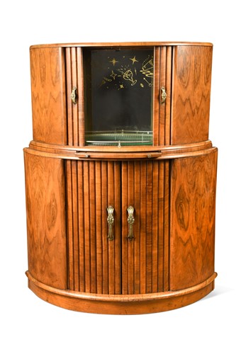 Lot 244 - An Art Deco walnut bow-front cocktail cabinet