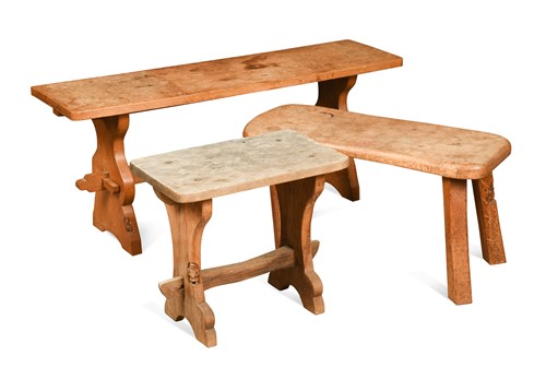 Lot 227 - Thomas 'Gnomeman' Whittaker (1912-1991), three small oak tables or benches