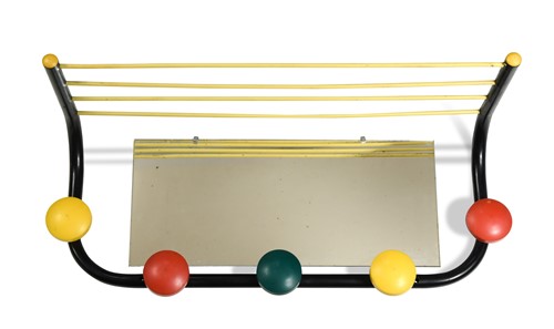Lot 276 - A striking mid-century pullman style luggage rack and coat stand