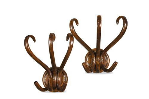 Lot 270 - A pair of Thonet style bentwood wall-mounted coat racks
