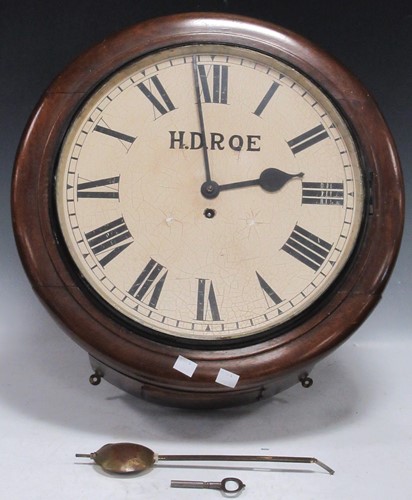 Lot 361 - A mahogany wall clock, dial 36cm diameter