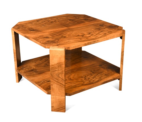 Lot 258 - A large scale Art Deco period quarter-veneered walnut coffee table, circa 1930