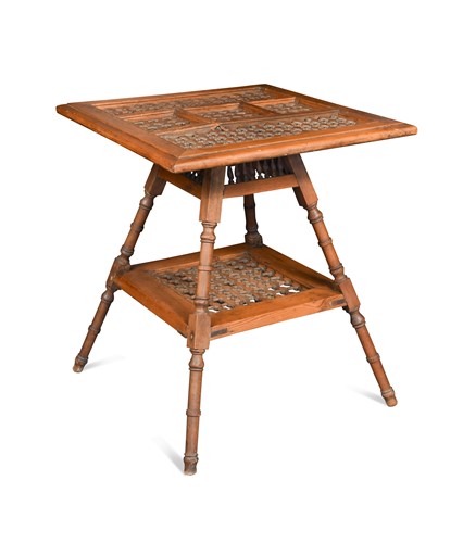 Lot 186 - An Arts & Crafts Moorish style occasional table, possibly retailed by Liberty & Co.