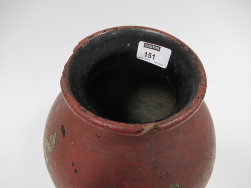 Lot 26 - An earthenware vase of bulbous form, possibly...