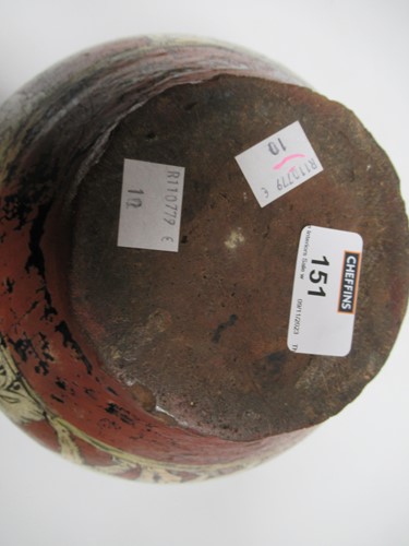 Lot 26 - An earthenware vase of bulbous form, possibly...