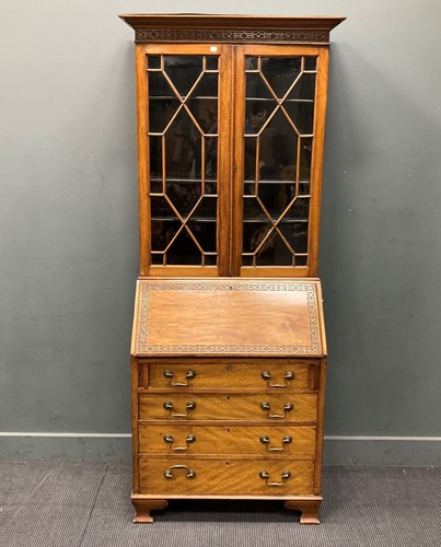 Lot 402 - A mahogany glazed top bureau bookcase, with...