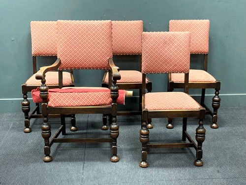 Lot 396 - A set of five 1930's oak 17th century style...