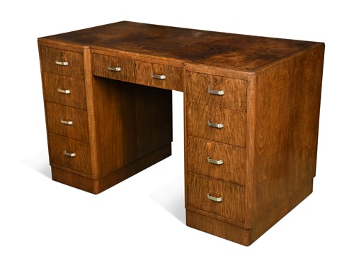 Lot 247 - An Art Deco walnut pedestal desk