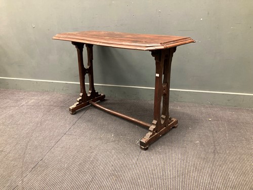 Lot 355 - A Victorian Gothic revival yewwood centre...