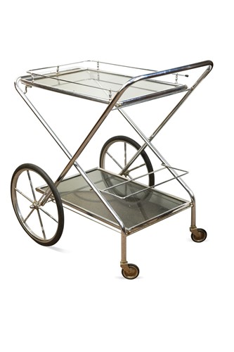 Lot 273 - A French chrome folding drinks trolley, 1960s