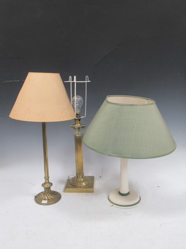 Lot 270 - A brass corinthian column lamp, 55cm high...