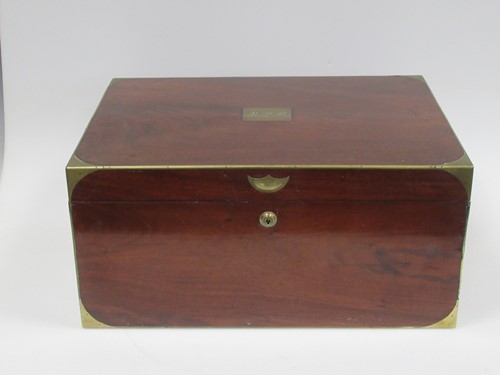 Lot 219 - Mahogany, brass bound vanity box