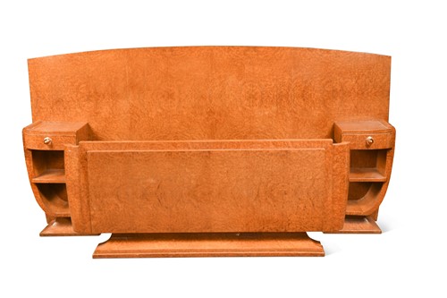 Lot 251 - In the manner of Emile-Jacques Ruhlmann, a French Art Deco Amboyna bed