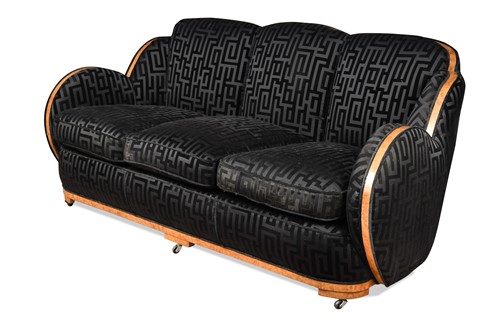 Lot 242 - Attributed to Harry & Lou Epstein, an Art Deco walnut cloud back sofa