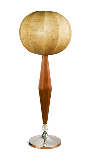 Lot 282 - A mid-century floor lamp with parchment shade.