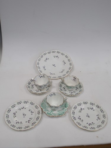 Lot 146 - Two Wileman Shelley medallion trios in the Violet pattern, no.8309