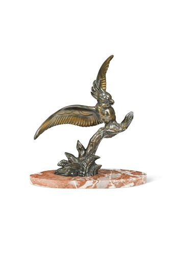 Lot 122 - An Art Deco patinated bronze (?) model of a macaw