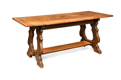 Lot 192 - An English Arts & Crafts Basque style oak refectory dining table