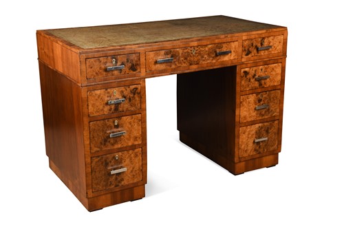 Lot 264 - An Art Deco walnut pedestal desk