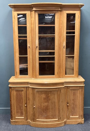 Lot 473 - A Victorian pine glazed-top bookcase 225 x 145...