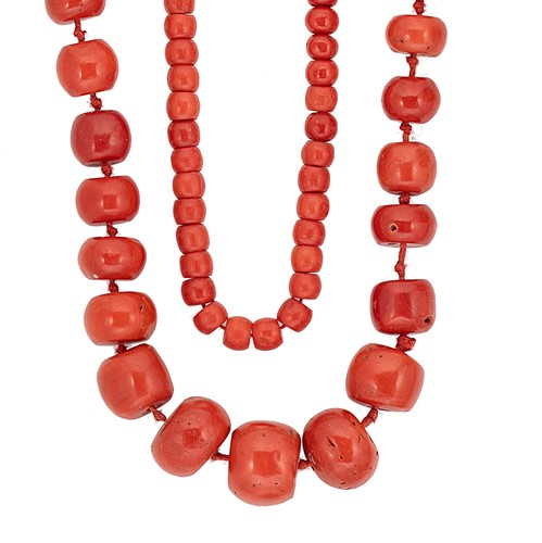Lot 49 - Two coral bead necklaces