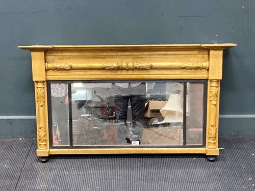 Lot 453 - A 19th century gilt wood overmantle mirror, 63...