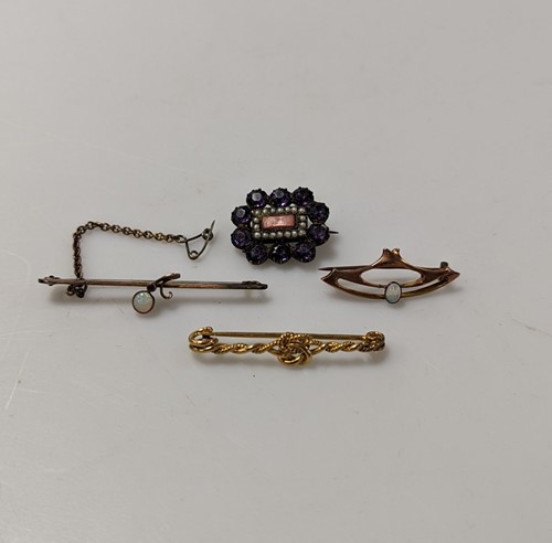 Lot 327 - Three bar brooches and a lacepin brooch,...