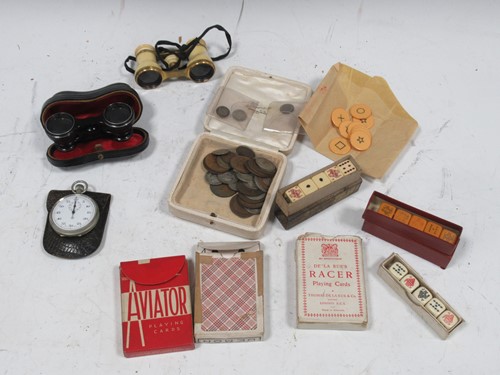 Lot 216 - Two pairs of opera glasses, cigarette cards,...