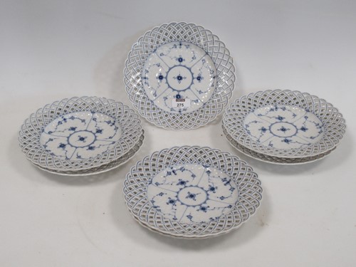 Lot 275 - Seven Copenhagen Onion pattern plates with...