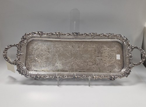 Lot 372 - A silver plated two handled tray