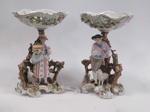 Lot 233 - A pair of Plaue & Havel figural tazzas,...