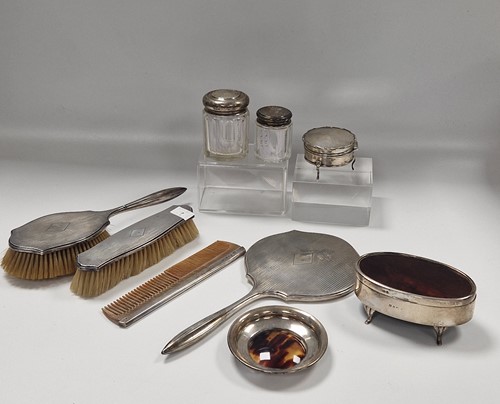 Lot 381 - Various silver dressing table items, brushes,...