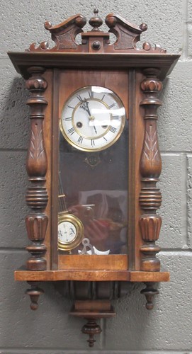 Lot 220 - A small size Vienna wall clock, spring gong...