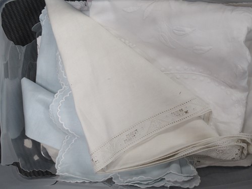 Lot 208 - A Victorian embroidered sheet with bobbin lace...