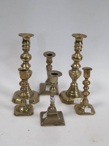 Lot 276 - A collection of three pairs of brass...