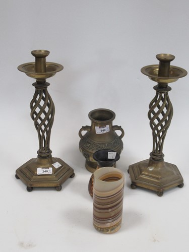 Lot 240 - A pair of early 20th century brass...