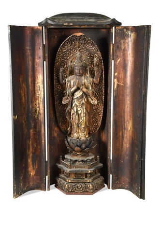 Lot 256 - A Japanese lacquered and gilt portable shrine, zushi, 18th/19th century
