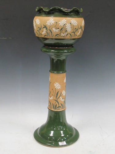 Lot 203 - A Langley Ware pottery jardiniere on stand,...