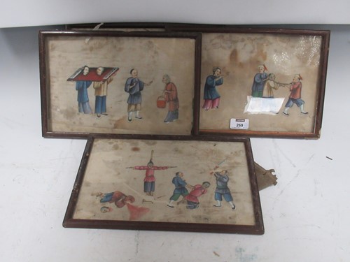 Lot 269 - Four Chinese pith paper paintings, depicting...