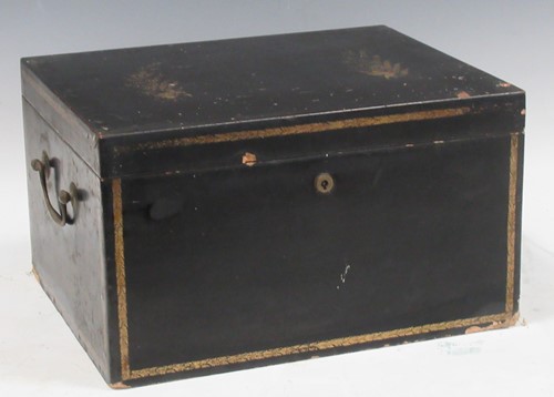 Lot 117 - A black lacquered pen work box, 19th century,...
