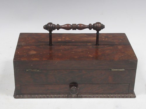 Lot 49 - A 19th century rosewood portable writing box,...