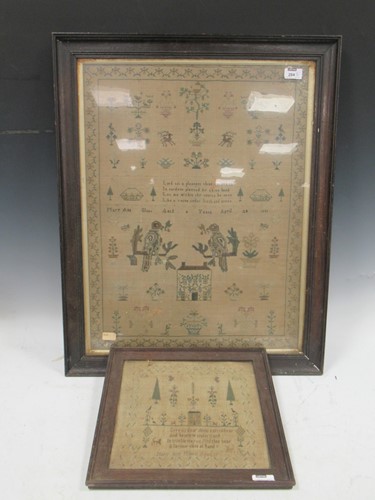 Lot 284 - An early 19th century needlework sampler...