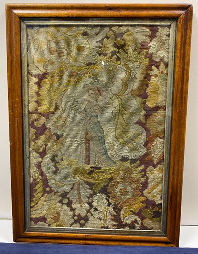 Lot 508 - A pair of Victorian maple-framed woolwork pictures