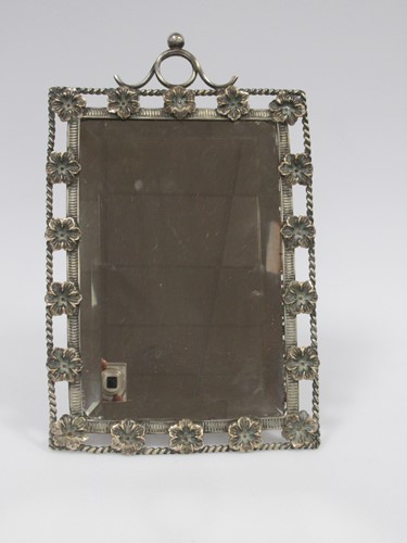Lot 43 - A white metal table mirror 37 x 23cm