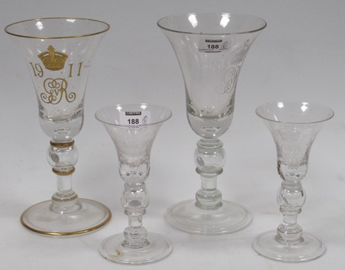 Lot 188 - A George V commemorative goblet with gilt...