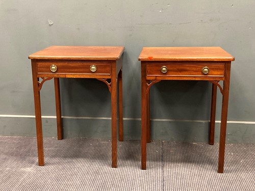 Lot 835 - A pair of George III style mahogany bedside...