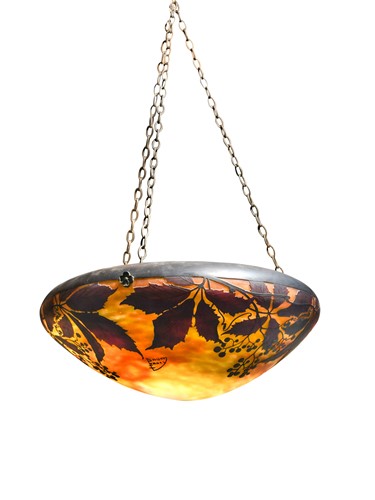 Lot 17 - A Daum Nancy cameo glass 'Wild Vine' plafonnier