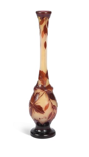 Lot 3 - Emile Gallé (French, 1846-1904), a solifleur cameo glass vase